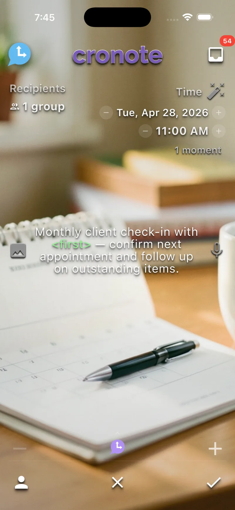 Client appointment reminder