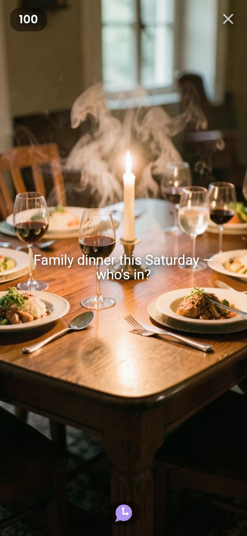 Moment step: family dinner invite with generated image